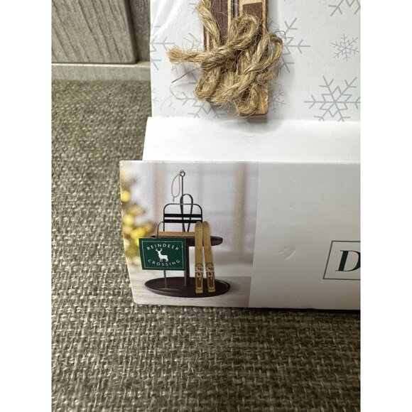 Miniature Christmas Reindeer Crossing Ski Lodge Cabin Rustic Decor Prop Pack - Picture 4 of 4